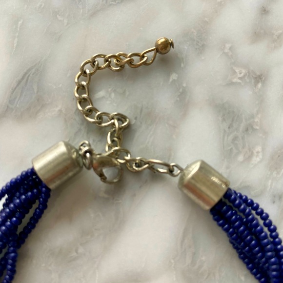 Navy Blue + Silver Beaded 3-layer Necklace - Picture 4 of 4